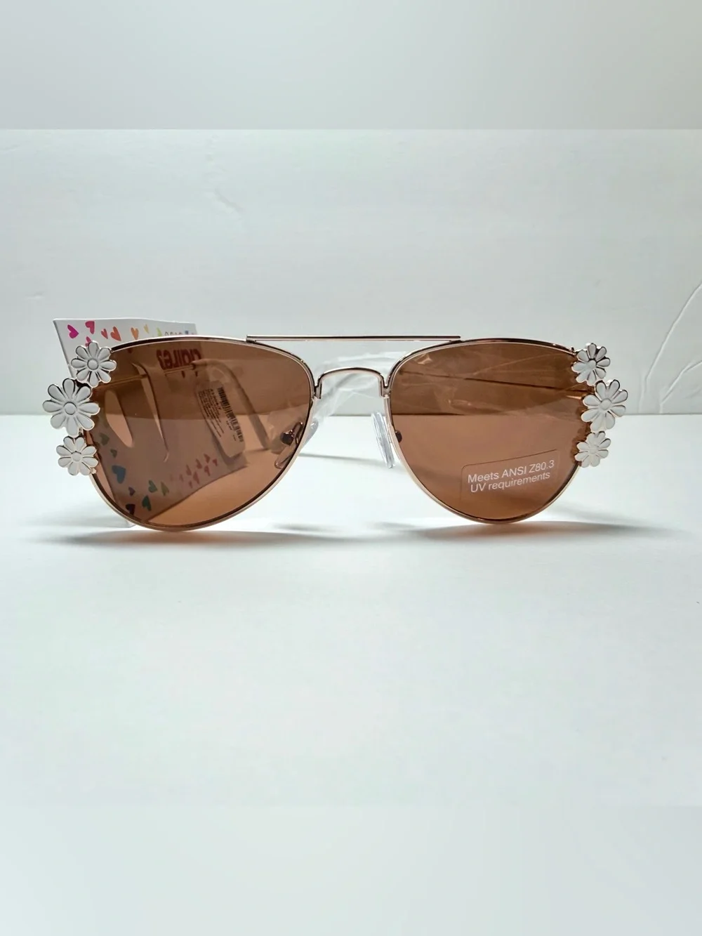 Claire's Brown Lens Sunglasses with White Floral Accents